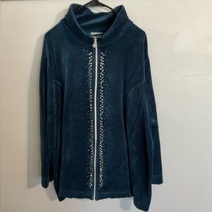 Catherine’s Full zip, bling velour sweatshirt jacket Size 3X (26/28)